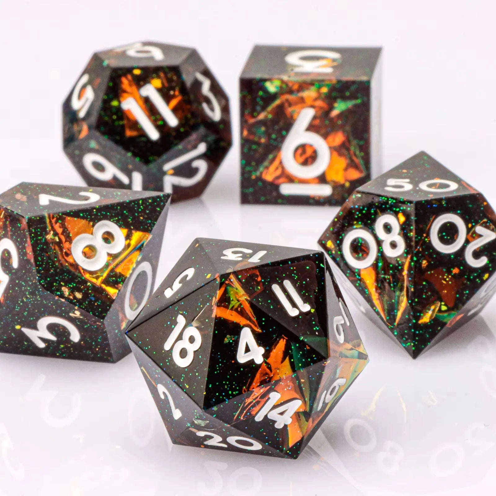 Dragon Eye Dice Set with Full Liquid Core & Sharp Edge | for D&D, Pathfinder RPG | Metallic Resin Dungeon Master Dice | for Gift