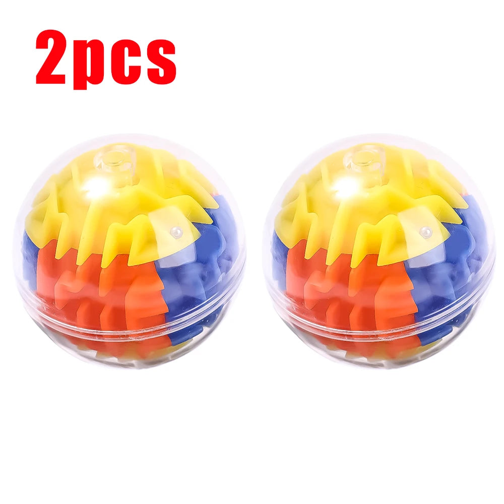 2pcs Kids Puzzle Educational Toys Transparent 3D Walking Bead Three-dimensional Maze Pinball Pressure Relief Mini Round Maze Toy