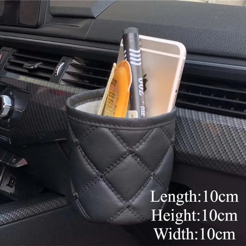 Car Outlet Air Vent Clip Storage Organizer Phone Holder Trash Box Sunglasses Storage Bags Multifunctional Hanging Accessories