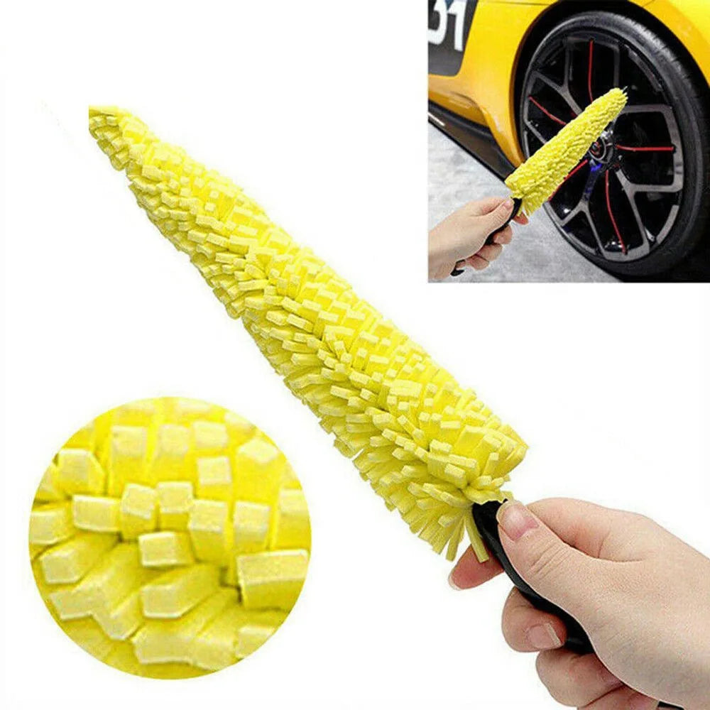 Sponge Tire Gap Cleaning Brush, Wheel Hub Brush, Steel Bell Brush, Multifunctional Car Wash Brush Wheel Brush Car Cleaning Tools