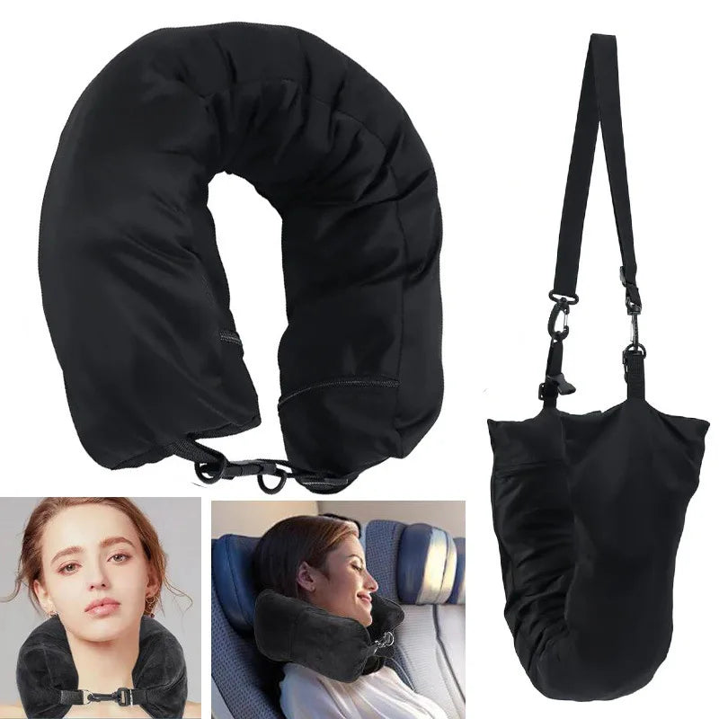 Fillable travel neck pillowcase storage bag can carry travel bag airplane pillow filling clothing