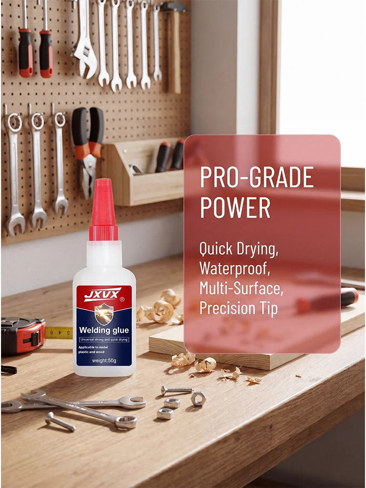 50g Quick-Drying Oil-Based Welding Adhesive. Ultra-Fast Drying Glue with Great Hold, Waterproof and Shock-Resistant, for Repairing Metal, Plastic, Ceramic and Rubber Items