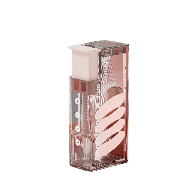 Portable Floss Dispenser Includes 10Pcs Floss Automatic Ejectable Floss Organiser Oral Care Press-on Disposable Flossing Sticks