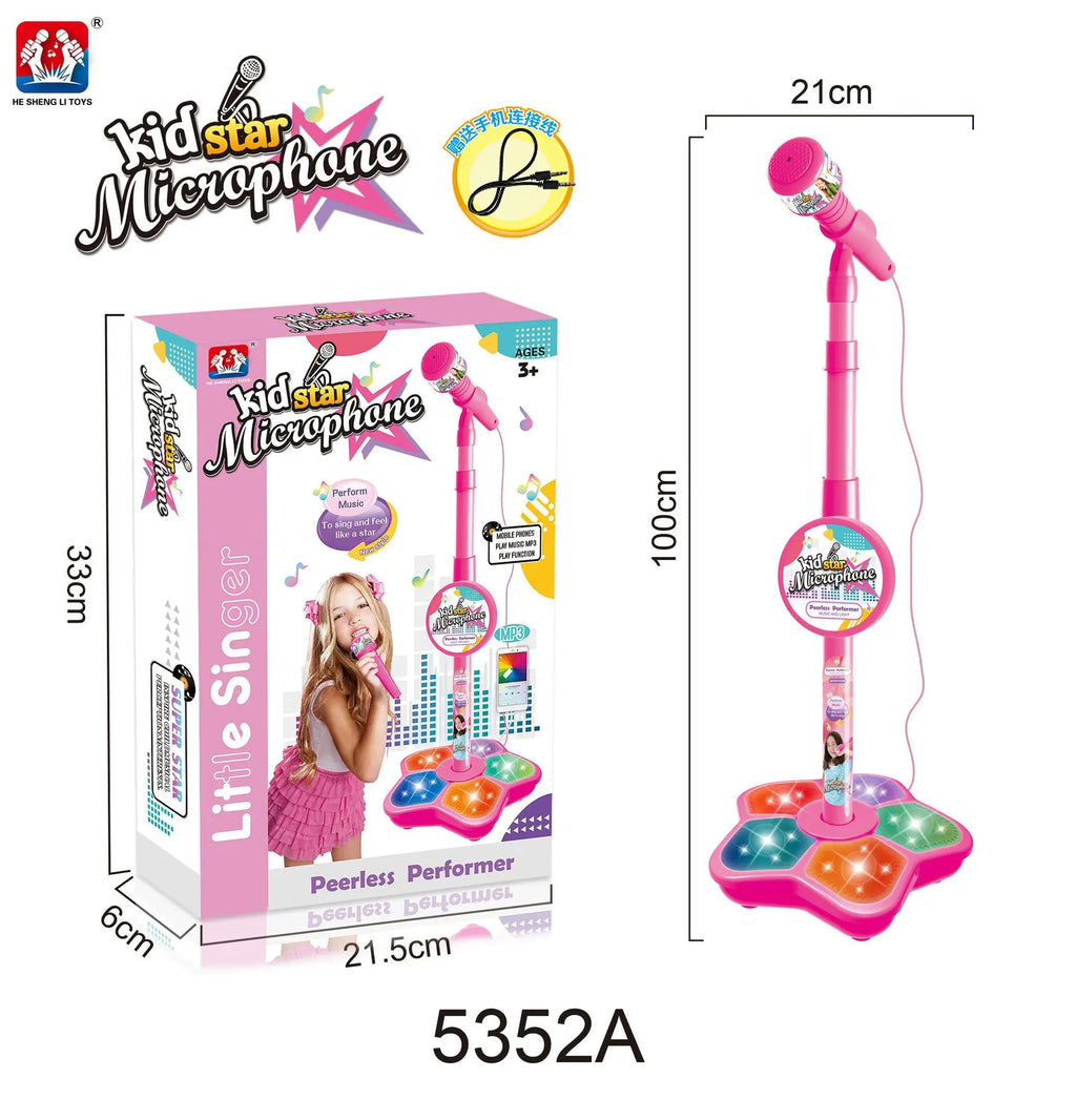 5350a Toys Witch Hunters Microphone With Adjustable Stand Led Lights Support Mp3 Playback Karaoke Singing Music Performance Gift