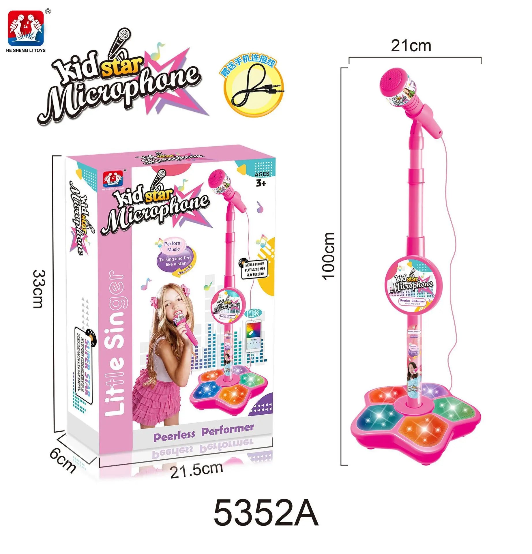 5350a Toys Witch Hunters Microphone With Adjustable Stand Led Lights Support Mp3 Playback Karaoke Singing Music Performance Gift