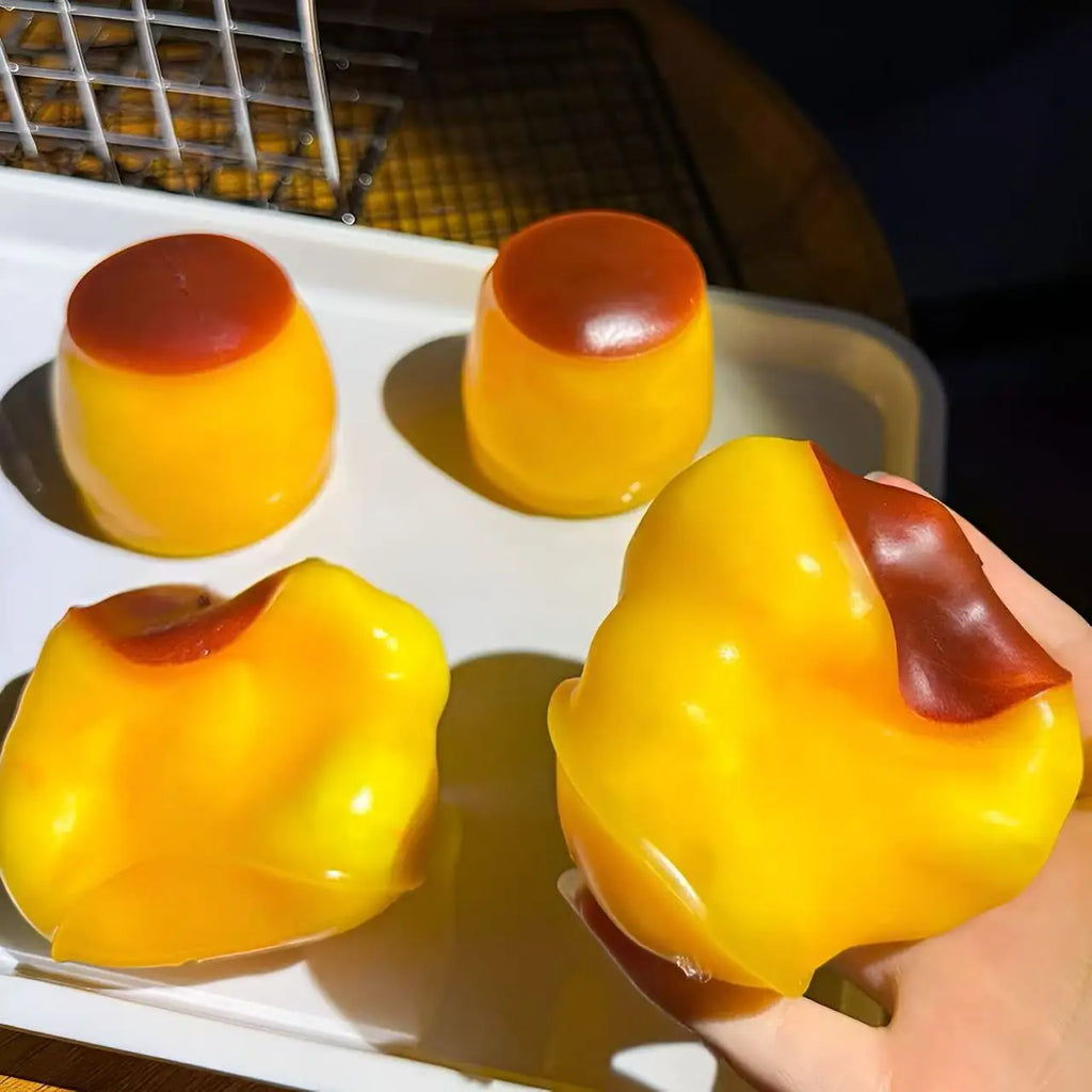 Creme Caramel Pudding Squishy Toy Stress Relief Sensory Fidget Toy Squeeze Anxiety Cute Gift for Kids Adults Birthday Party