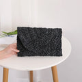 Women Fashion Flap Envelope Bags Summer Beach Bag Handmade Wallet Straw Knitted Handbag Lady Coin Phone Long Purse Clutches