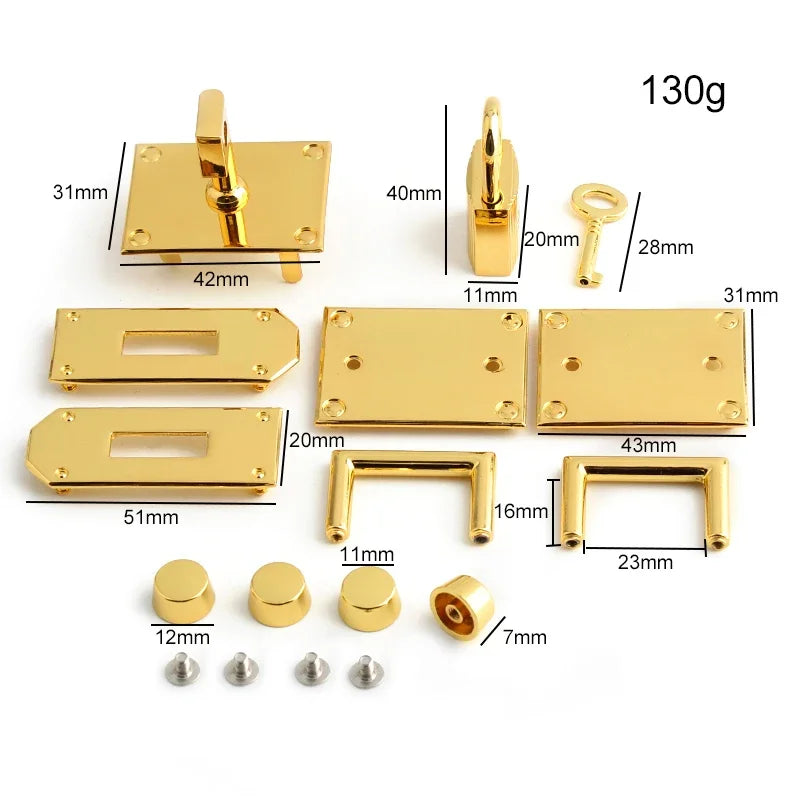 Fashion Metal Bag Locks Clasp Bag Lcok Set For Handbags Purse Tote Closures Snap Clasps DIY Craft Hardware Case Bag Accessories