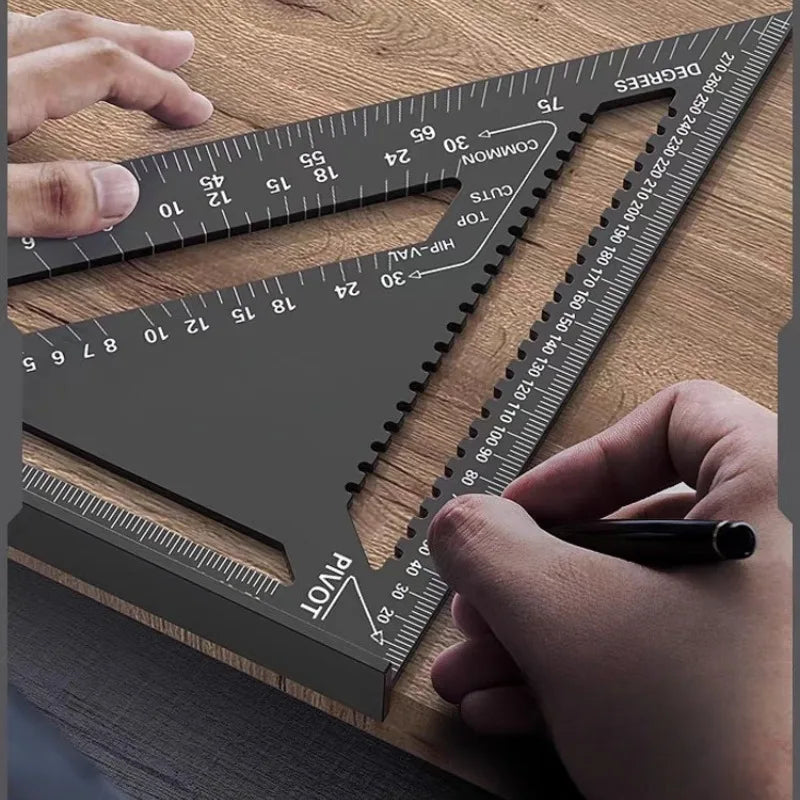 Triangle Angle Ruler 12 inch Metric Aluminum Alloy Angle Protractor Triangular Measuring Ruler Woodwork Speed Square Triangle
