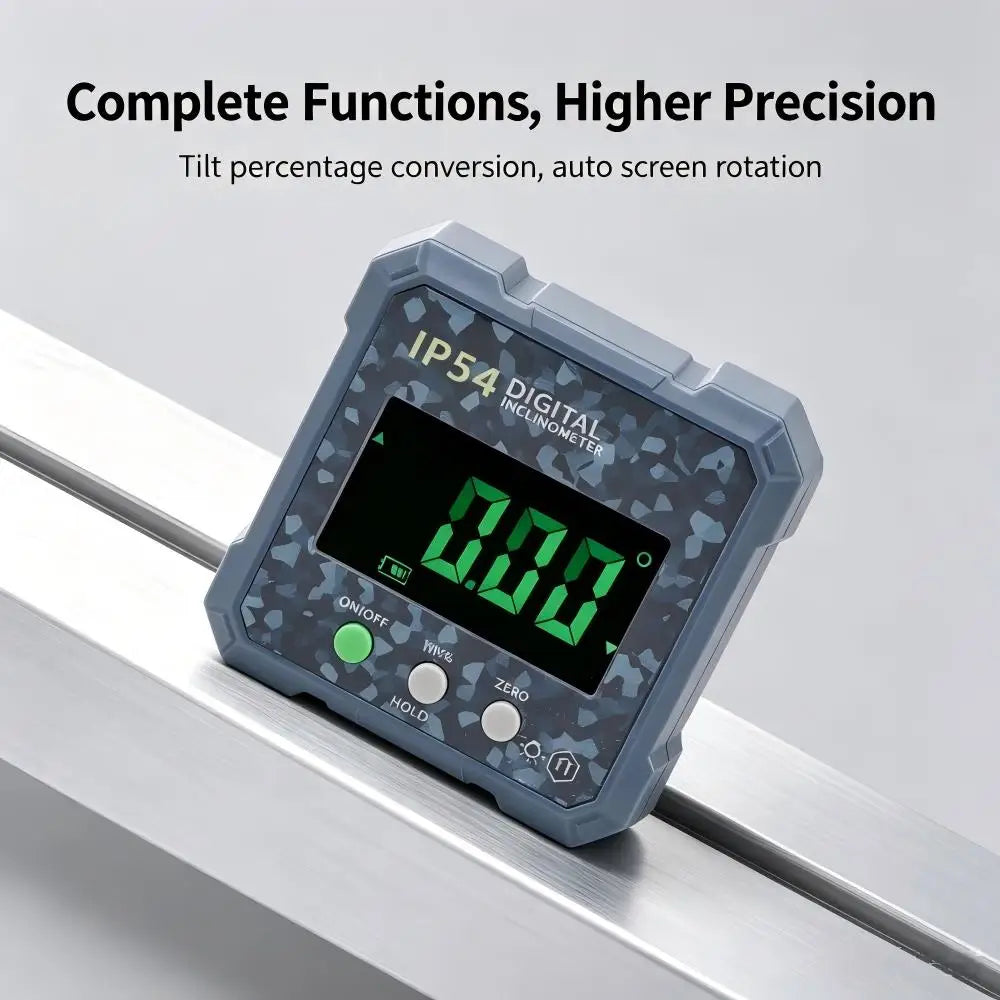 4×90° Magnetic Digital Inclinometer, IP54 Waterproof LCD Electronic Angle Finder, Precision Slope Measuring Tool for Woodworking
