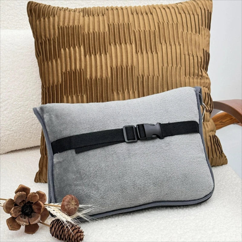 New Portable Airplane Travel Blanket Folding Storage Autumn Winter Nap Cover Blankets Solid Color Warm Picnic Flannel Blanket