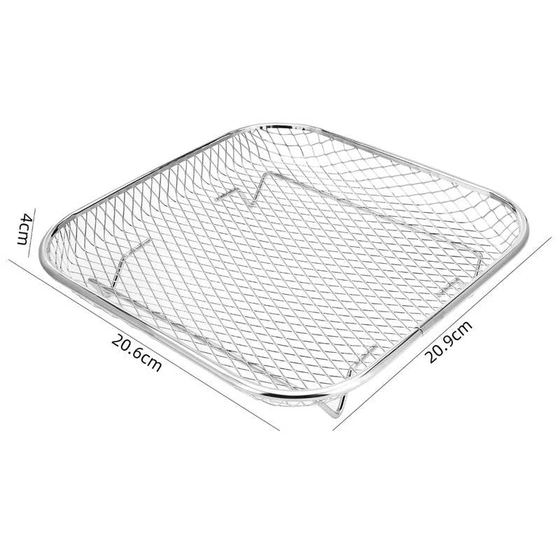 New Durable Stackable Air Fryer Rack Non-Stick Stainless Steel Airfryer Tray Grill Basket Kitchen Gadgets