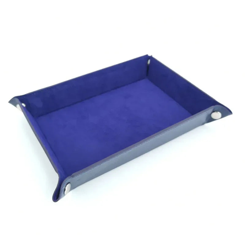 Foldable Dice Tray PU Leather Flannel Game Dice Plate Four Corners Folded Tray Home Desktop Decoration Box Coin Key Storage Tray