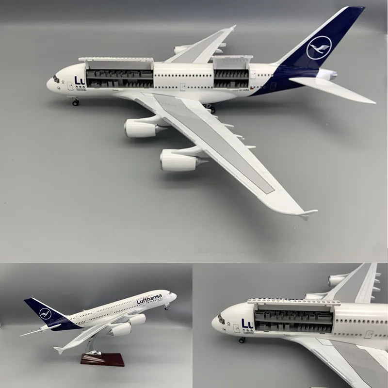 1:160 Diecast Model Emirates/Lufthansa/Prototype/Thailand A380Airways Openable Cabin Door Airplane With Light Airline Collection