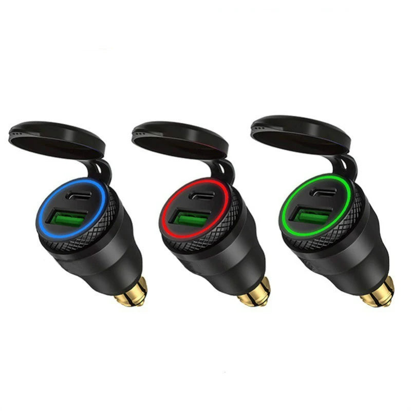 Aluminium Type-C PD Power Delivery USB Charger 30W QC 3.0 Quick Charger Waterproof for Hella DIN Socket BMW Ducati Triumph