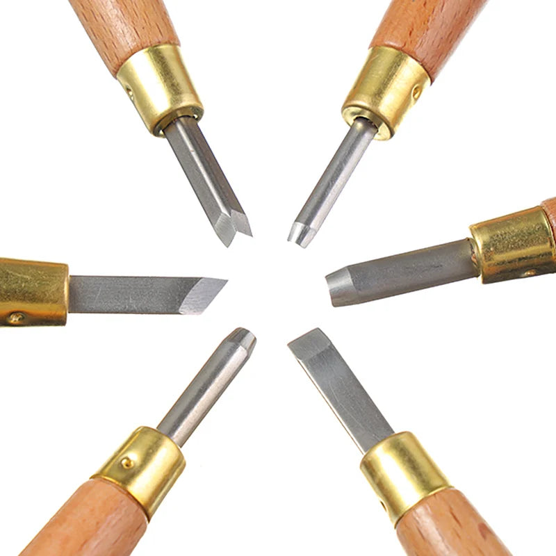 6PCS/Set Wood Carving Tools Peeling Woodcarving Chisel Woodworking Cutter Hand Carving Wood Woodpecker DIY Hand Tool Hot Set