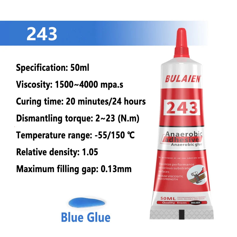 50ml Threadlocker Screw Glue Quickly Cured Thread Locking Agent Anaerobic Adhesive Corrosion-Resistant Anti-Loosening Glue