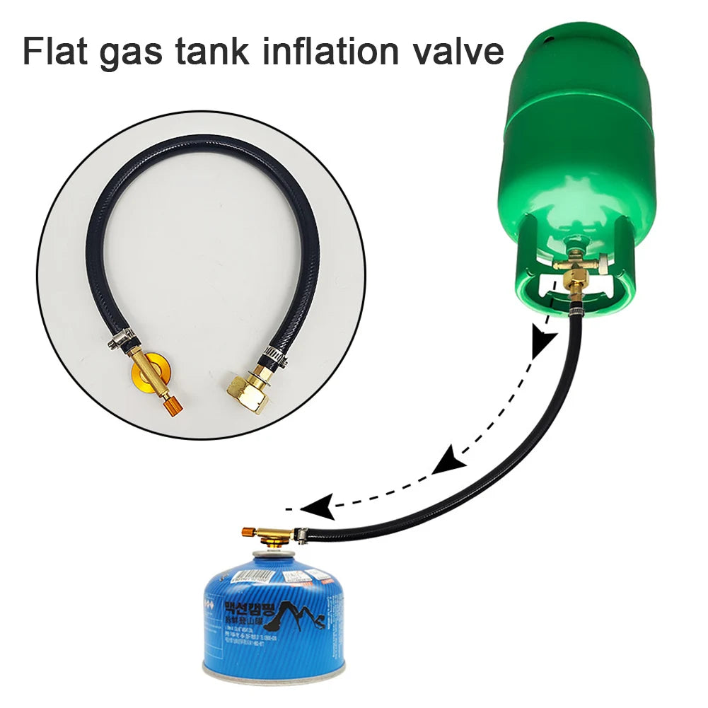Outdoor Camping Gas Stove Gas Refill Adapter with Valve Valve Braided Hose Copper Gas Adapter Connection Hose for Camping Hiking