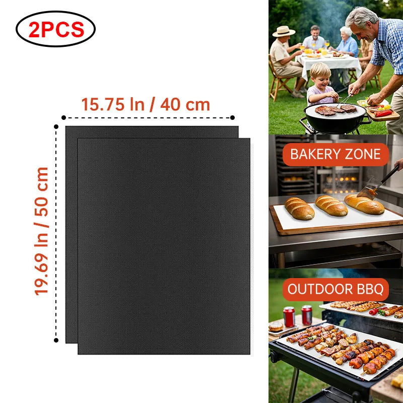 Copper Grill Mats for Outdoor Grill 60*40cm Cooking Grill Sheet Heat Resistance Kitchen BBQ Tool Reusable Easy to Clean Barbecue