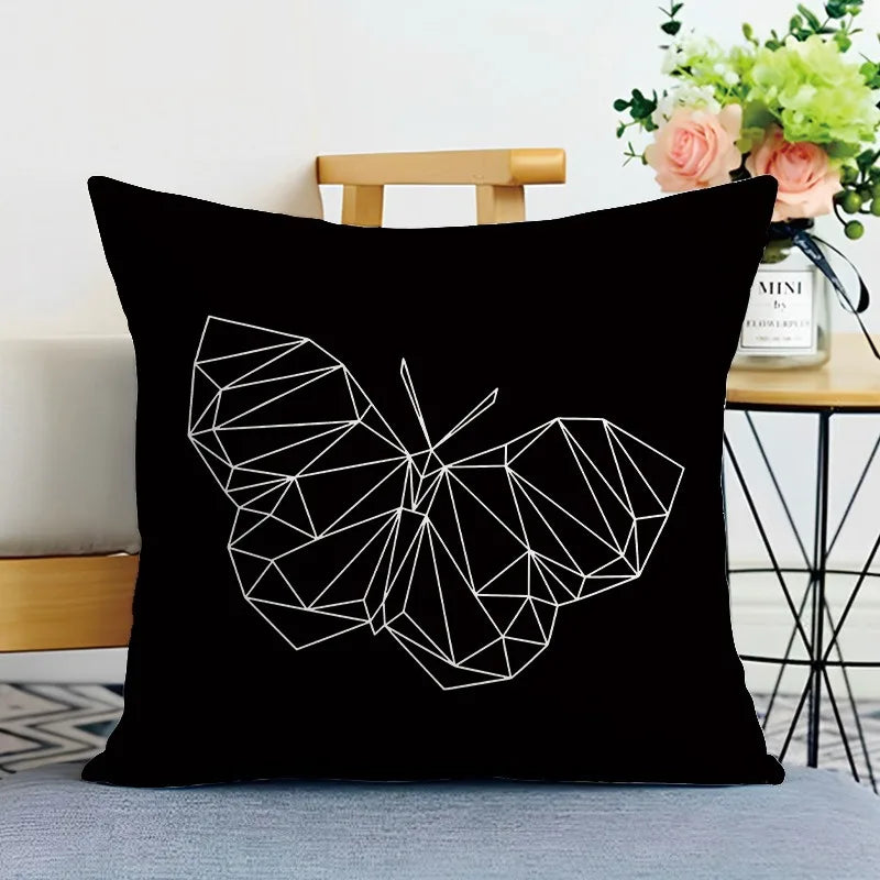Black and White Ins Style Double-sided Printed pillow cover Short plush Suitable living rooms bedrooms sofas throw cushion cover