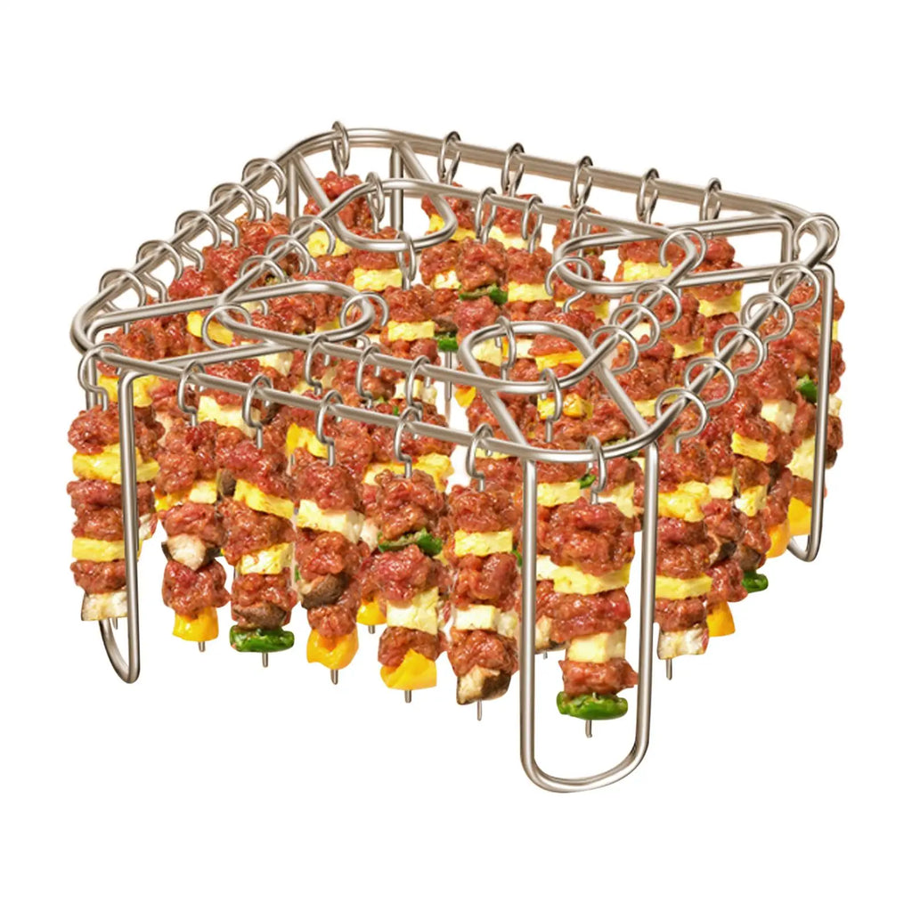 Air Fryer Rack With 40 Reusable Barbecue Skewers Stainless Steel Food Grade Reusable No Flipping Tray Air Fryer Grill Accessory