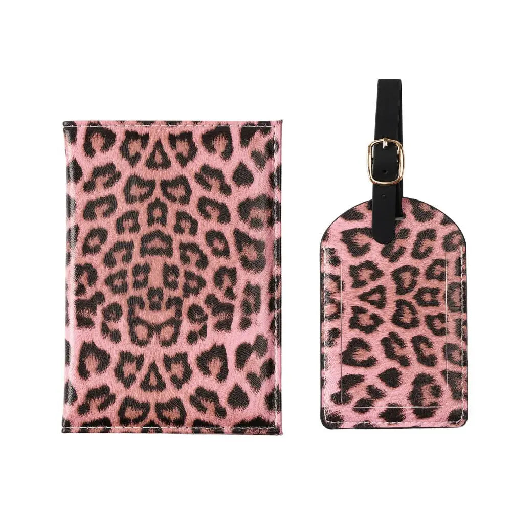 Leopard Print PU Leather Passport Cover Holder  Travel Accessories Set Slim Wallet Ultra-thin Cardholder Pouch ID Card Slot