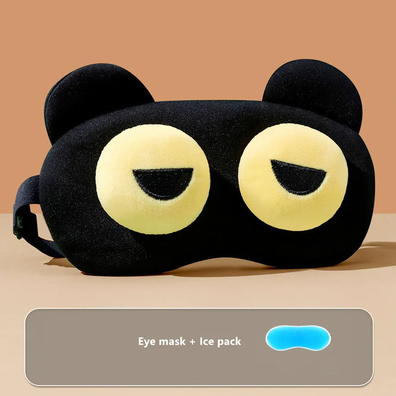 Cute Bear Eye Mask Sleep Aid Light Blocking Breathable Eyeshade for Travel Protective Safety Eye Wear Cold Hot Compress