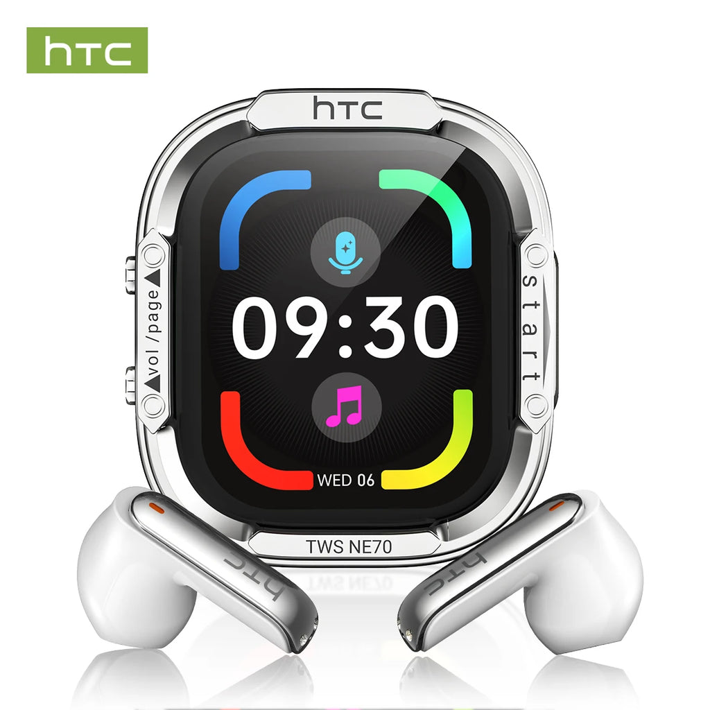 Wireless Headphones Bluetooth HTC NE70 Earphones Microphones Earbuds AI Translator 30Hours of Battery Life Full HD LCD Display