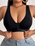 Thin Cup Plus Size Women Bra Full Cup Wireless Front Closure Lingerie Side Support Solid Basic Daily Comfortable Bra