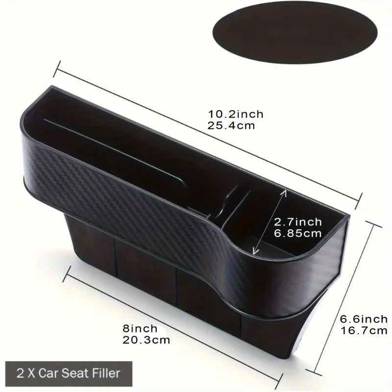 Car seat gap filling material, car seat storage box, and storage front and side seat space storage box