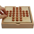 Wood Peg Solitaire Board Game with 33 Glass Balls Pegs for Adults Kids