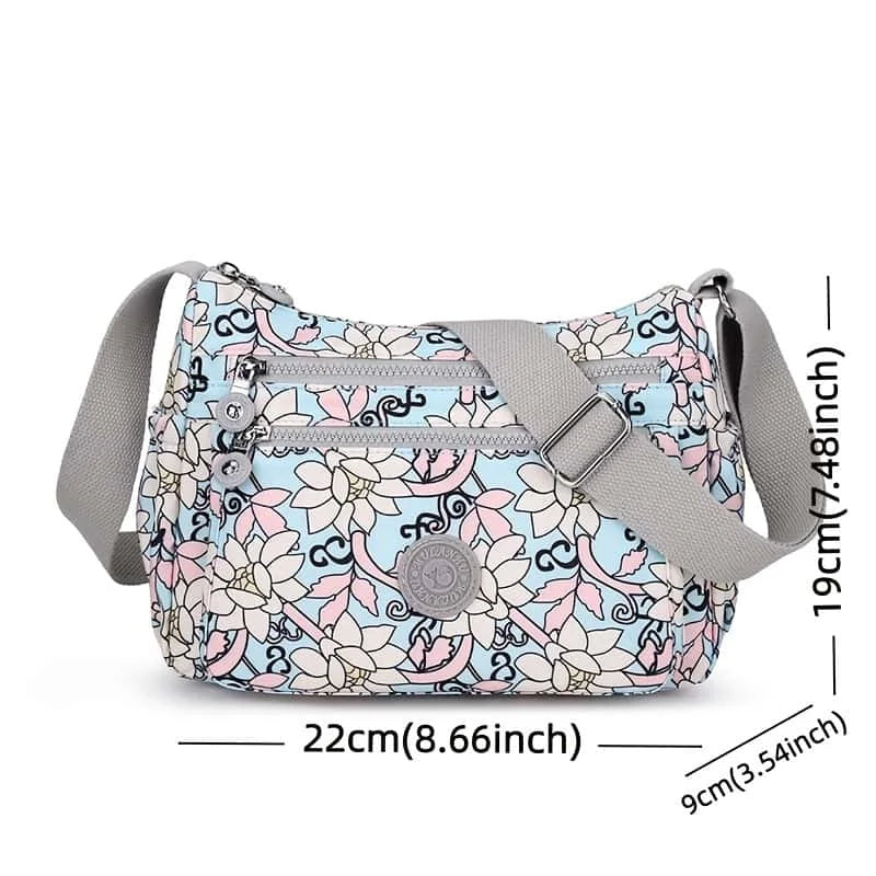 Women's Lightweight Nylon Crossbody Bag with Multiple Pockets Tote Purse Shoulder Handbag Travel Bag for Daily Use