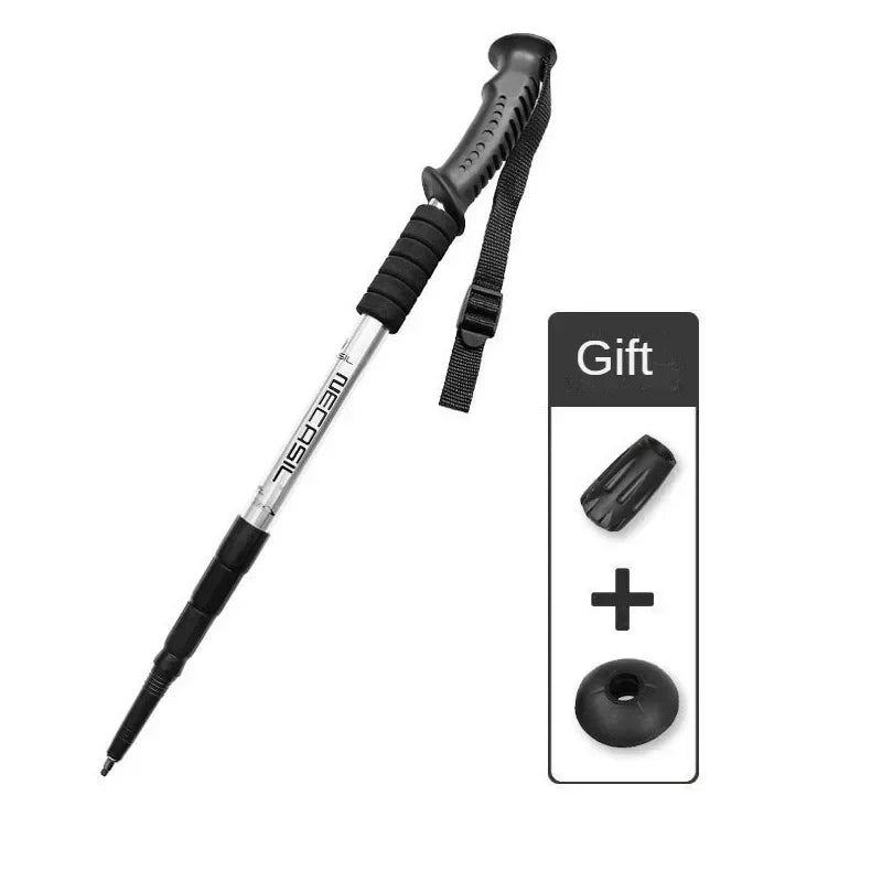 Aluminium Alloy Teleskopic Stick Hiking Poles Trekking Walking Sticks Ultralight Adjustable Walking Cane Telescopic Alpenstock