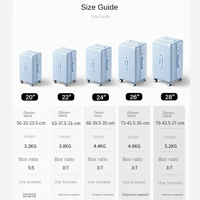 Luggage Trolley Suitcase Male Female 20-28 Inch Large Capacity Password Travel Suitcase Quiet-Rolling Wheels Cabin Suitcase