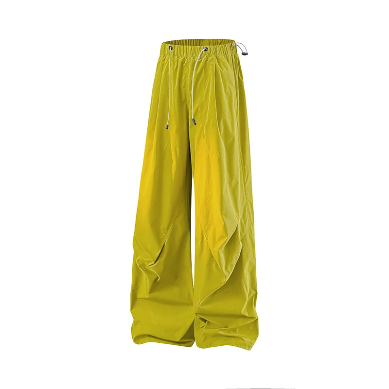 Women's Spring Autumn Loose Hiking Pants American Lazy Casual Parachute Embroidery Sweatpants Women Camping Pleated Overalls
