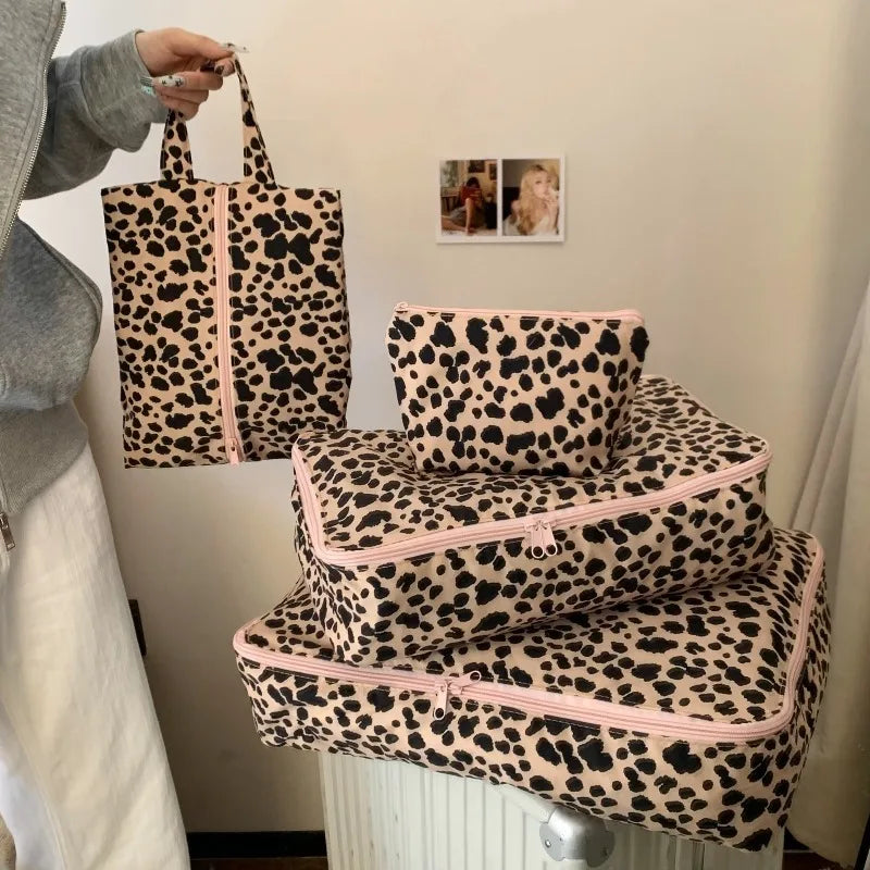 1PCS Leopard Print Travel Packing Cubes cosmetic shoes Clothes Organizers for Suitcase Luggage Storage Bags & Drawer Organizers