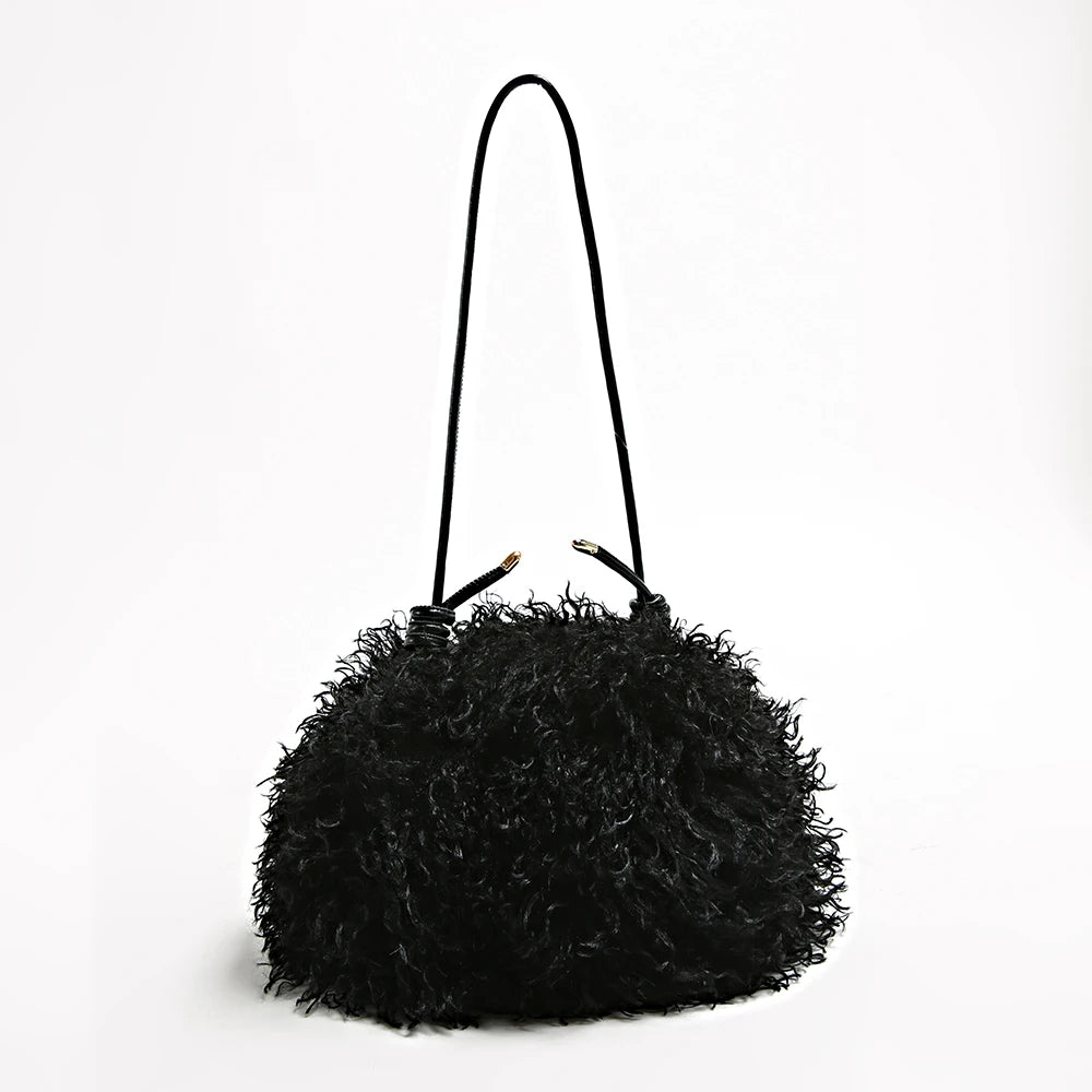 Fluffy Curly Faux Fur Cloud Bag Cute Soft Plush Purse for Women Casual Single Shoulder Crossbody Multi Color Daily Fashion Handb