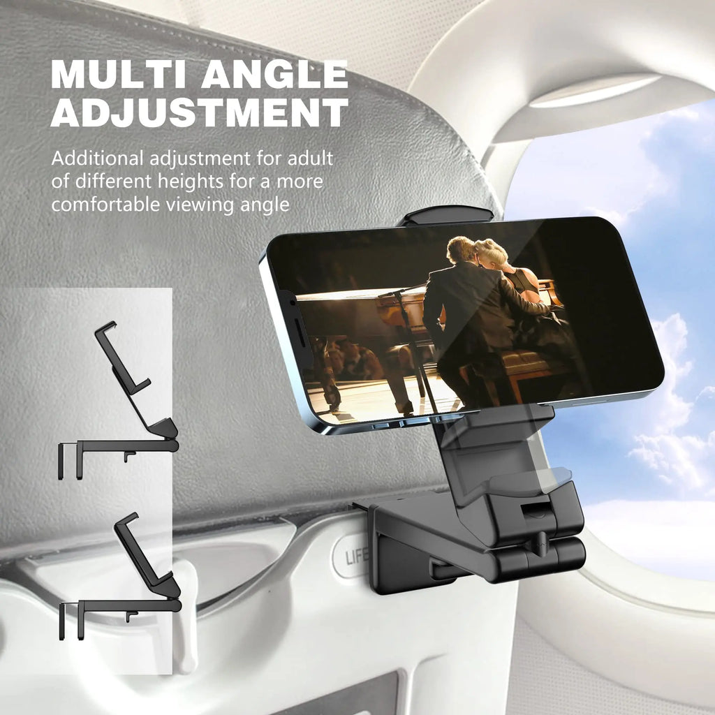Foldable Airplane Phone Holder Portable Travel Stand Desk Flight Adjustable Rotatable Selfie Holding Train Seat Stand Support
