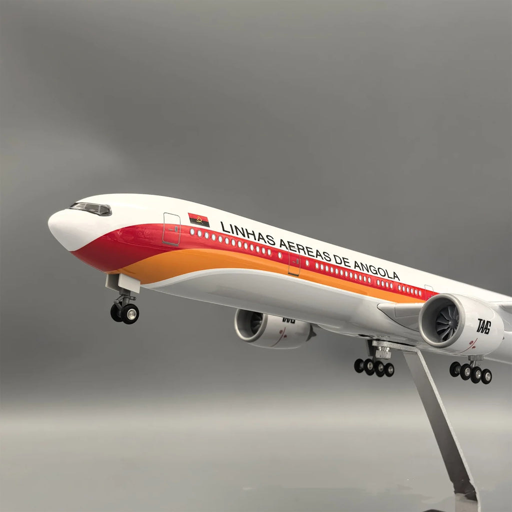 47CM scale plane B777 Angola Airlines Resin miniature airplane toy W Light Landing Gear Souvenir Plane Toy