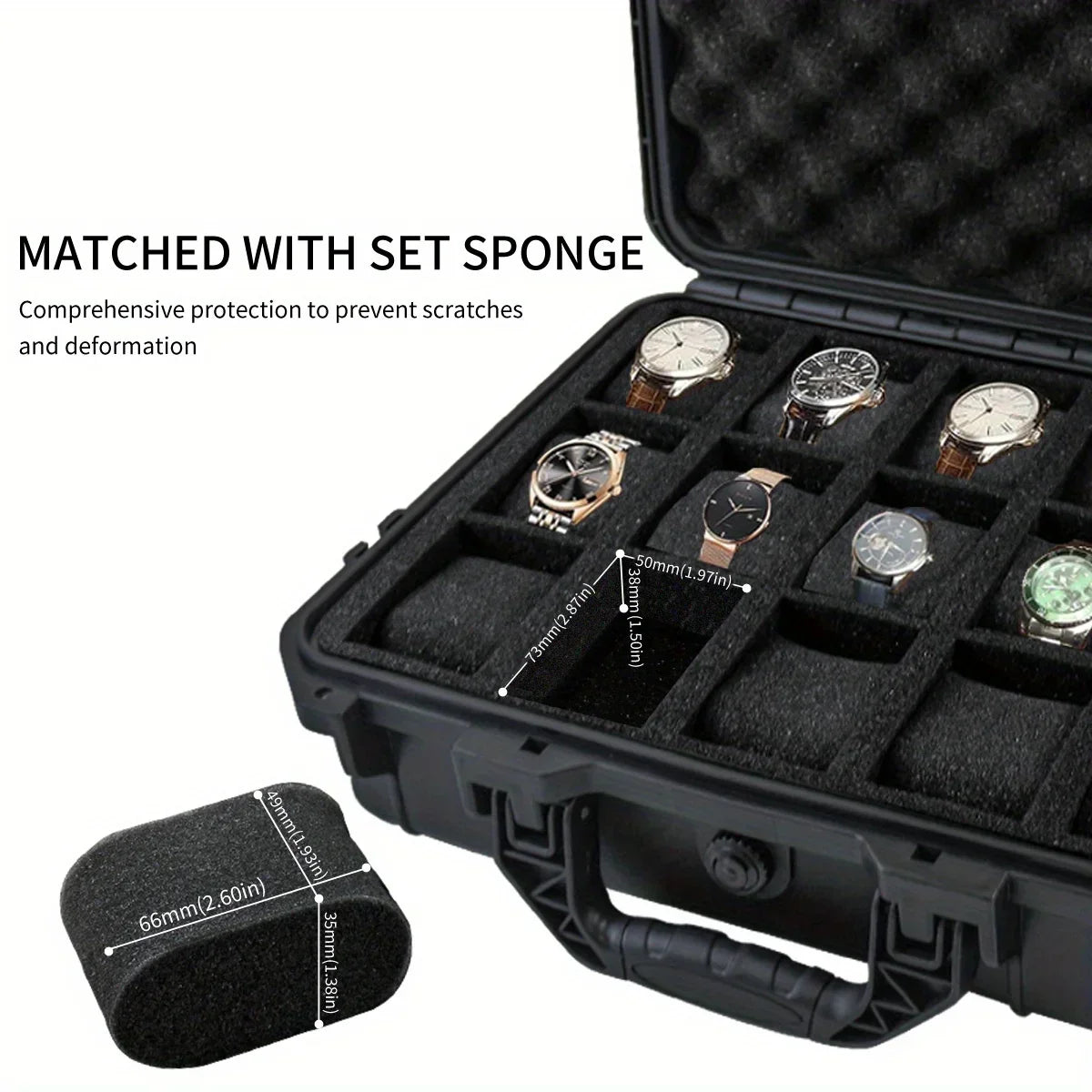 8/10/15 Slots Hard Protective Case with Sponge Waterproof Watch Storage Box  Moisture-Proof Collector Organizer