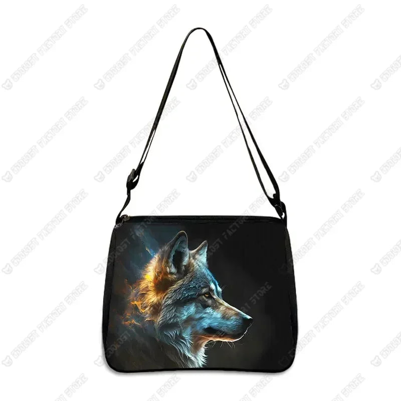 Howling Wolf Under The Moonlight Handbags Baby Wolf Messenger Bag Cool Howling Wolf Shoulder Bag Crossbody Bag Phone Holder