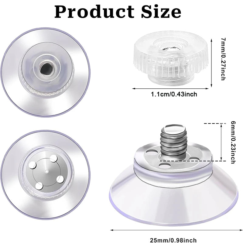 5/10pcs 25/32/53mm Round Strong Transparent Suction Cups with Screw Plastic Suction Pads Adhesive Suction Holder with Screw Nut