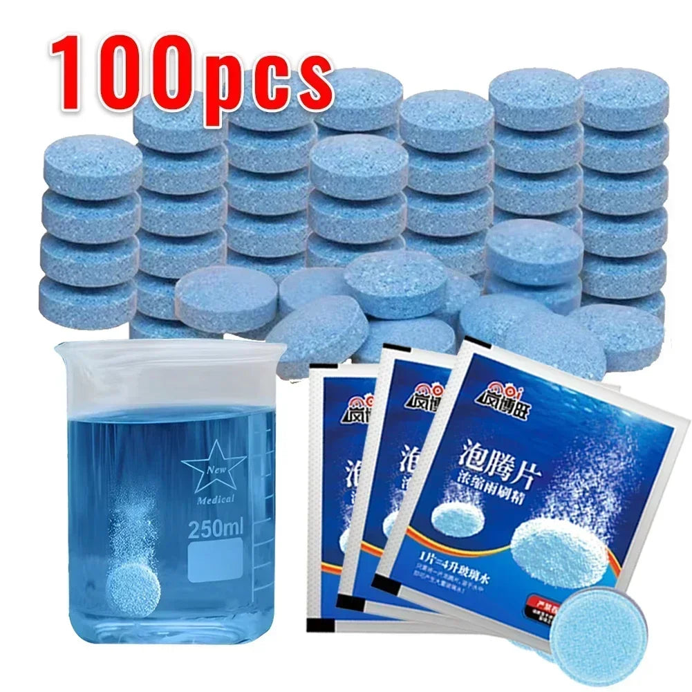 2/100Pcs Solid Cleaner Car Windscreen Cleaner Effervescent Tablet Auto Wiper Glass Solid Cleaning Concentrated Tablet