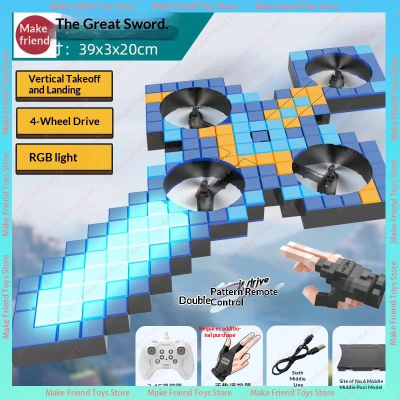73cm Dual Control Control Flying Drone For Kids Rc Hand Sensing Remote Control Airplane Toy With Led Lights Easy To Fly Indoor