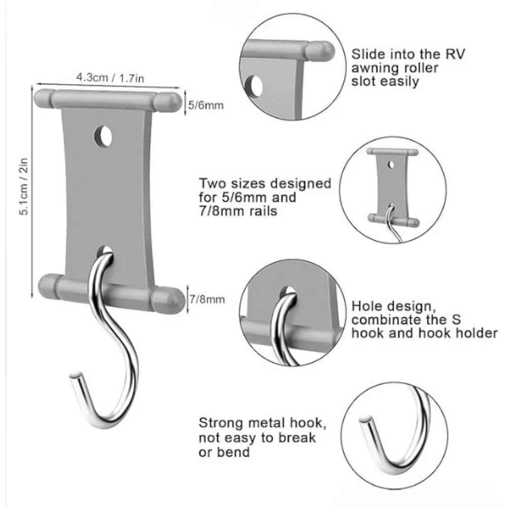 4/8 S-shaped camping awning hook clips RV tent hooks light hanging hooks RV camping hook accessories outdoor supplies