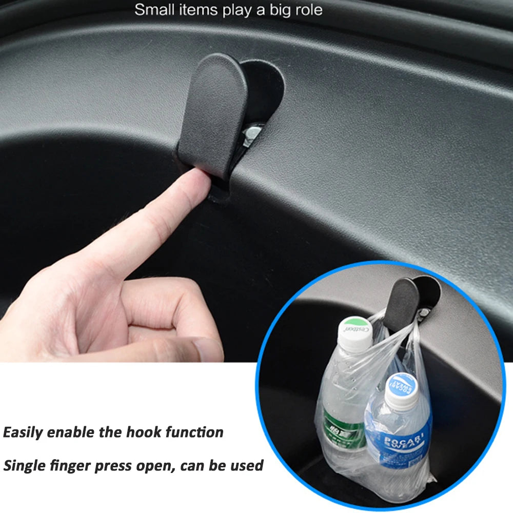 2Pcs Car Front Trunk Hook for Tesla Model 3 2017-2020 Eject Clip Installation Car Spare Box Hook ABS Auto Interior Accessories