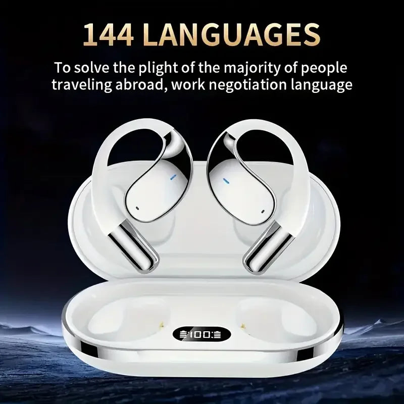 Wireless Translation Earbuds HIFI Bass ENC Noise Reduction 144 Languages Real Time Ai OWS Open Bluetooth 5.4 Headphones