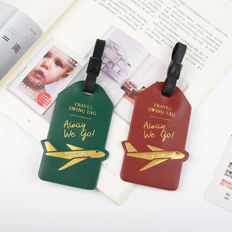 Travel Accessories Women Men Label Suitcase Tags ID Address Holder Creative Aircraft PU Leather Luggage Tag Baggage Boarding