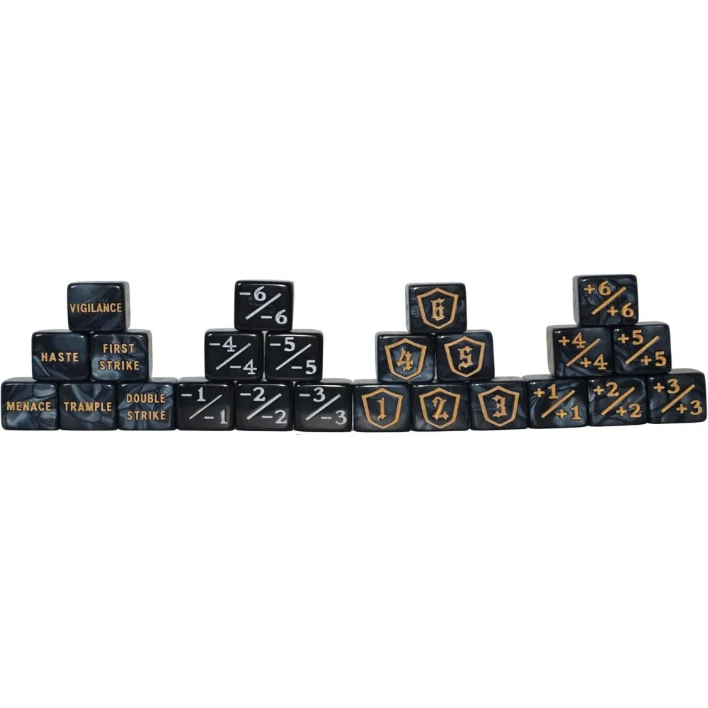24pcs Counter Dice Plus 1 Tokens Life Token Dice Set +1/-1 Counters D6 Dice Bulk With Bag. Card Game Accessories
