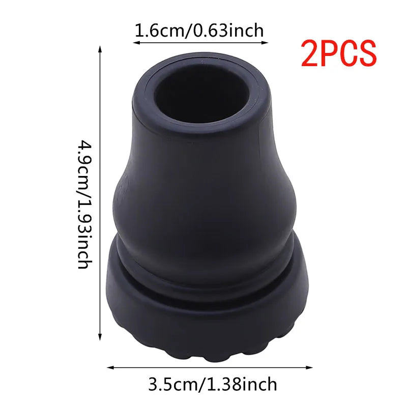 Rubber Pad Cap Non-Slip Walking Stick Crutch Cane Bottom Pads Cover Protector Climbing Hiking Trekking Pole Tip Black 16/19/22mm